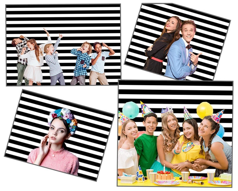 WOLADA Black and White Stripe Photo Backdrop Graduation Season Photo Backdrop 7x5FT 11090 - Image 5